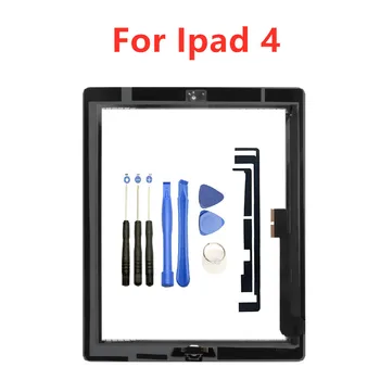 

For IPAD 4 Digitizer Touch Screen Front Glass Display Assembly Includes Home Button and flex/Camera Holder white/black