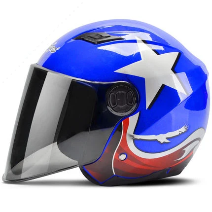 Moto rcycle шлем 3/4 открытый шлем для скутера capacete moto rbike шлем модульный откидной шлем casco moto с объективом светодиодный свет - Цвет: Blue star