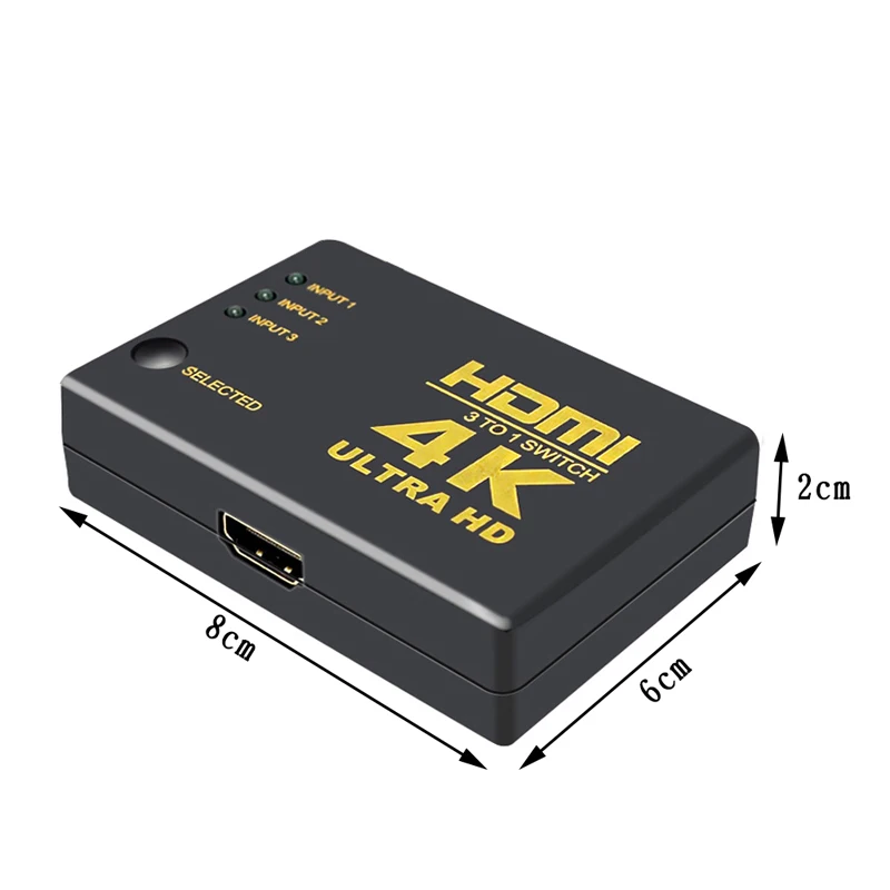 Perlinta 1X3 HDMI коммутатор 3 порта Поддержка 4 к* 2 к 3D коммутатор сплиттер коробка Ultra HD для DVD HDTV Xbox PS3 PS4