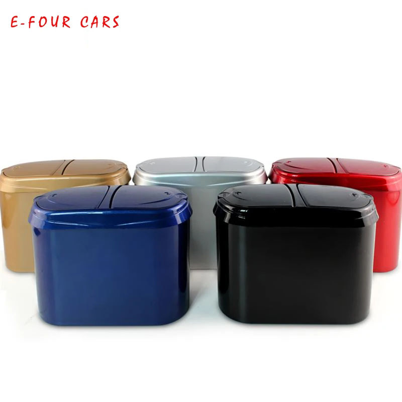 

E-FOUR Car Hanging Trash Tin ABS Material Mini Size Fashion Design Garbage Car Rubbish Trash Can Automative Accessories Interior