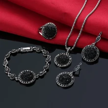 1 комплект, модное ожерелье со стразами, серьги, браслет, кольцо, набор, кристалл, женский свадебный ювелирный набор