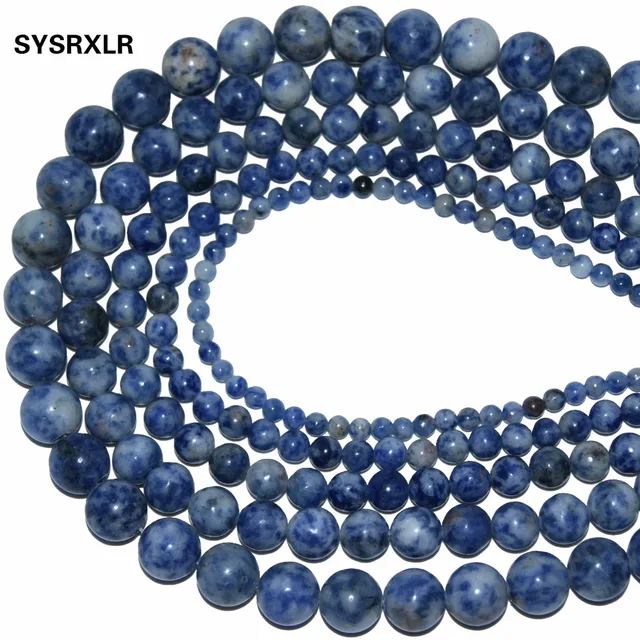 Aliexpress Natural Stone Beads White Dot Blue Veins Natural Stone Beads White Dot Blue Veins Sodalite 4 6 8 10 12 Mm Strand 15 Diy For Manufacturing Jewelry Bracelet Whole