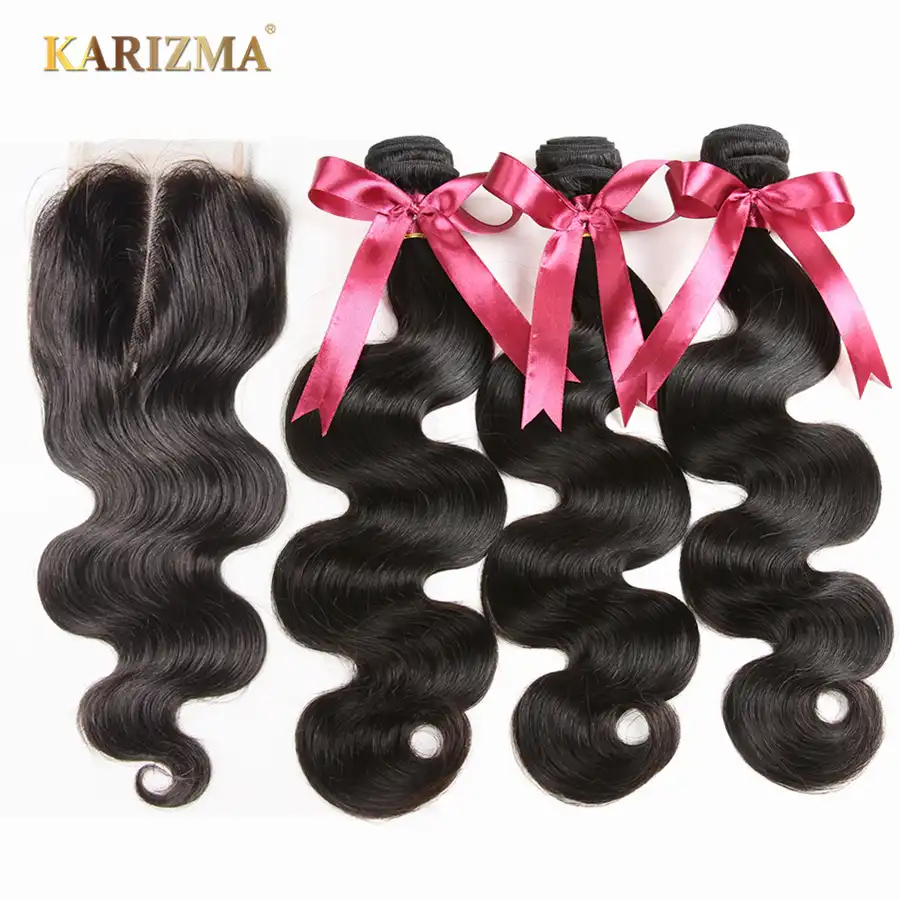 Karizma Brazilian Hair 3 Bundles With Closure Body Wave 100 Human