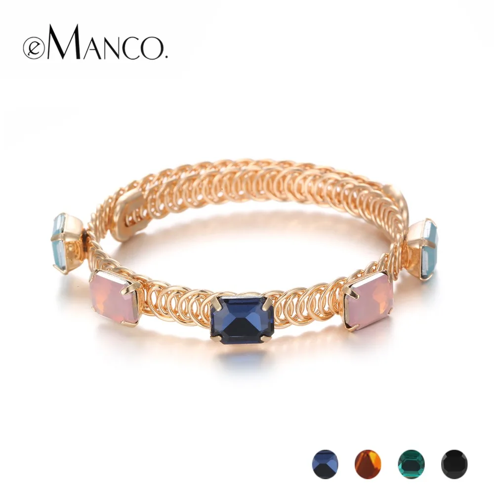 

New Luxury Crystal Gold Color Adjustable Cuff Bangles for Women Trendy Metal Bracelet Fashion Jewelry BL07780