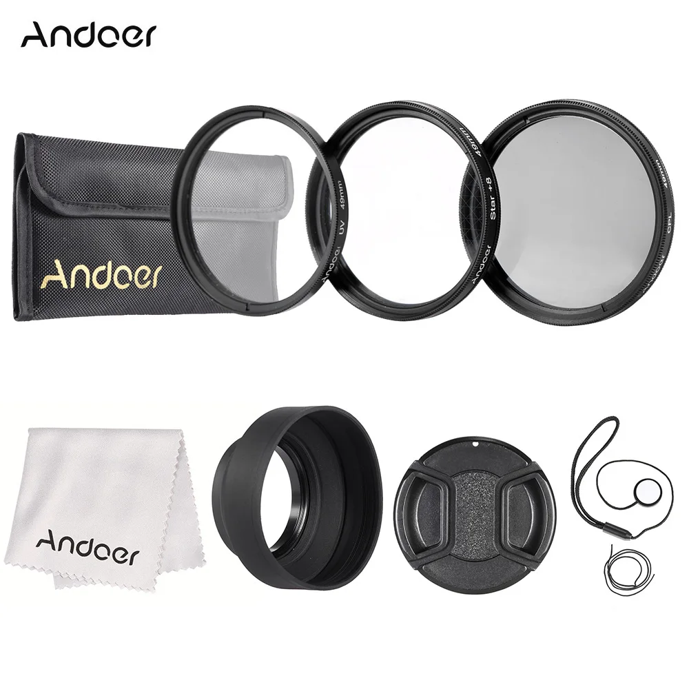

Andoer 49mm Lens Filter Kit(UV+CPL+Star+8) for Canon Nikon D5300 D5500 DSLR camera Lenses Lens Filter Accessories