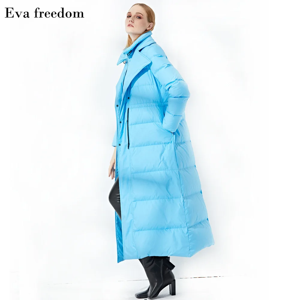 Evafreedom Winter New arrival False Twinset Blue Down Jackets Woman 181219