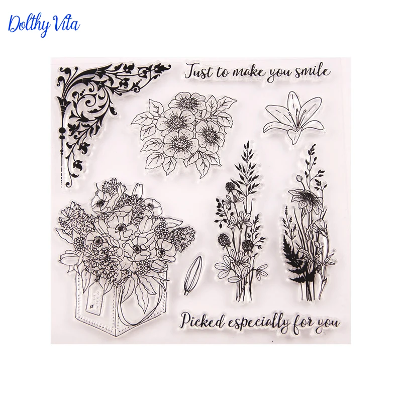 

Flower Stamps Lace Leaf Clear Stamp Rubber Silicone Transparent stamps for Scrapbooking DIY photo album Decoration crafts