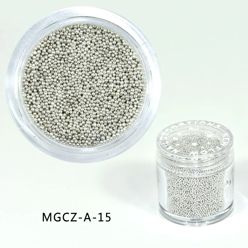 MGCZ-A) 1 коробка 15 грамм 0,6 мм-0,8 мм бисер "икра" Дизайн ногтей украшения прозрачный твердый Радужный акрил жемчуг(15 цветов - Цвет: 15