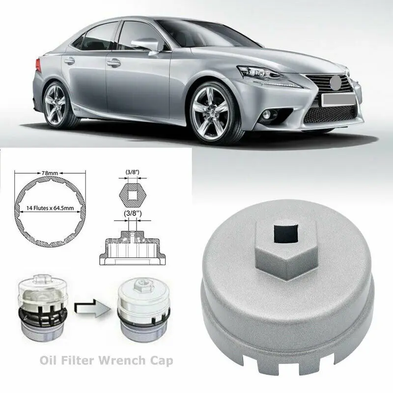 

64mm Oil Filter Cap Wrench Socket Remover Housing Tool Fit For Lexus 14 Flute