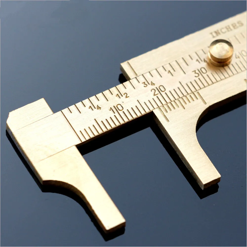 Mini copper double scale vernier calipers 0 80MM ruler meter inch two