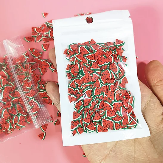 

10g Fruit Slice Slime Clay Sprinkles for Filler Supplies Watermelon Kiwifruit Orange Fruit Mud Decoration Toys for Kids Gift E