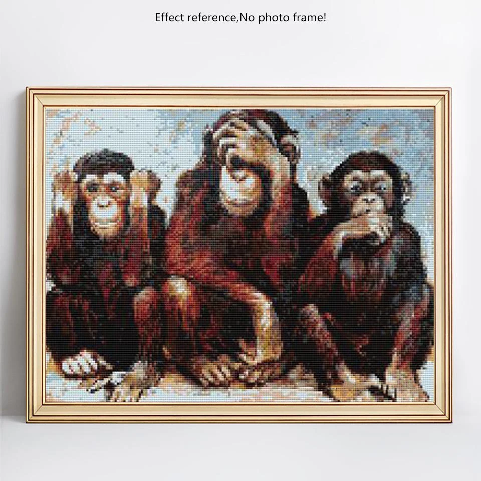 Full 5D DIY Full Square Diamond Painting Monkey Cross Stitch Diamond Embroidery Mosaic Animal Rhinestone Handmade (1)