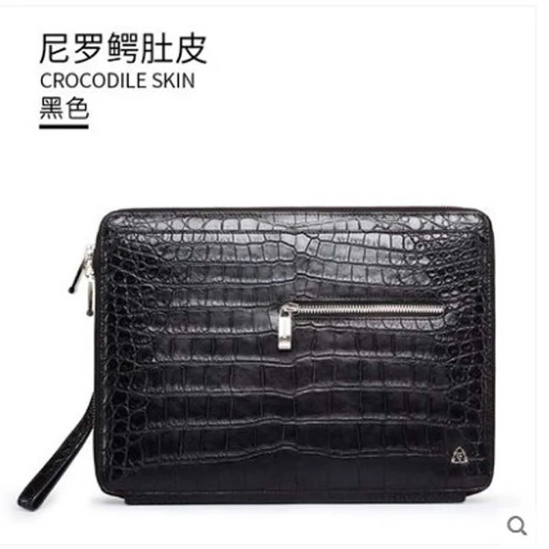 

gete 2019 new New Thai crocodile belly hand bag men's leather large capacity wrist bag crocodile bag men's clutch bag