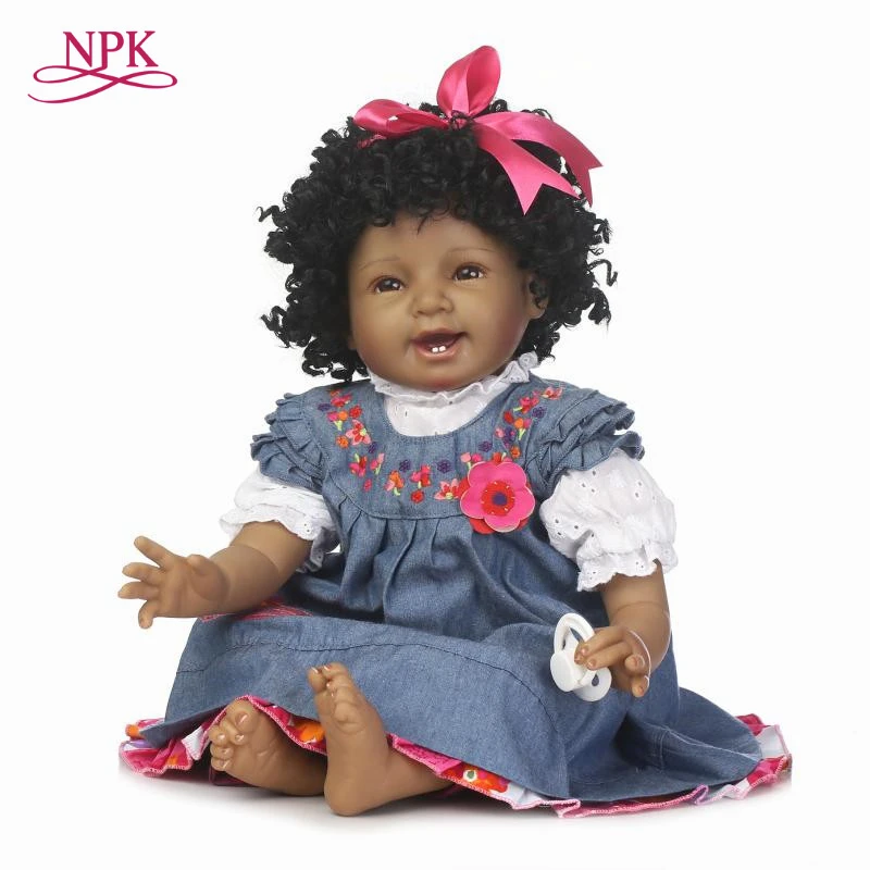 NPK boneca reborn baby doll черная имитация ребенка винил силиконовый сенсорный лучший подарок для детей и друзей на день рождения