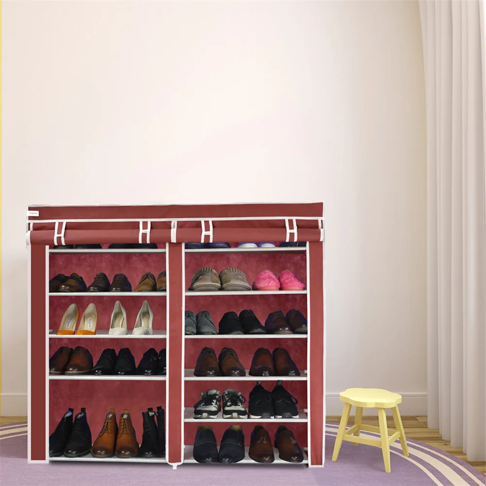 Finether Double Fabric Shoe Rack,,Canvas Shoe Cabinet Shoes Rack Prevent Dust And Moisture Storage Large Capacity Home Furniture5