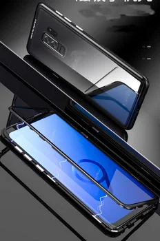 

100pcs Magnetic Metal Case For Samsung Galaxy S9 S8 Plus Note 8 9 Magnet Case Bumper Clear Glass Cover For Note 9 8 Case