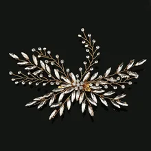 SLBRIDAL Новое Поступление Золотые хрустальные стразы жемчуг цветок лист Свадебные заколки для волос заколки Свадебные аксессуары для волос подружки невесты