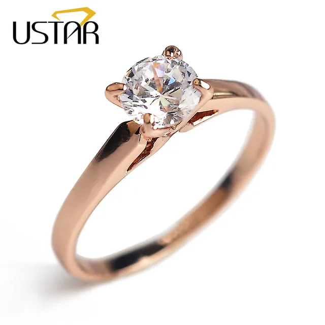 USTAR 4 impostazione AAA Zircon fedi per le donne gioielli In Oro Rosa cristallo USTAR 4 impostazione AAA Zircon fedi per le donne gioielli In Oro Rosa cristallo