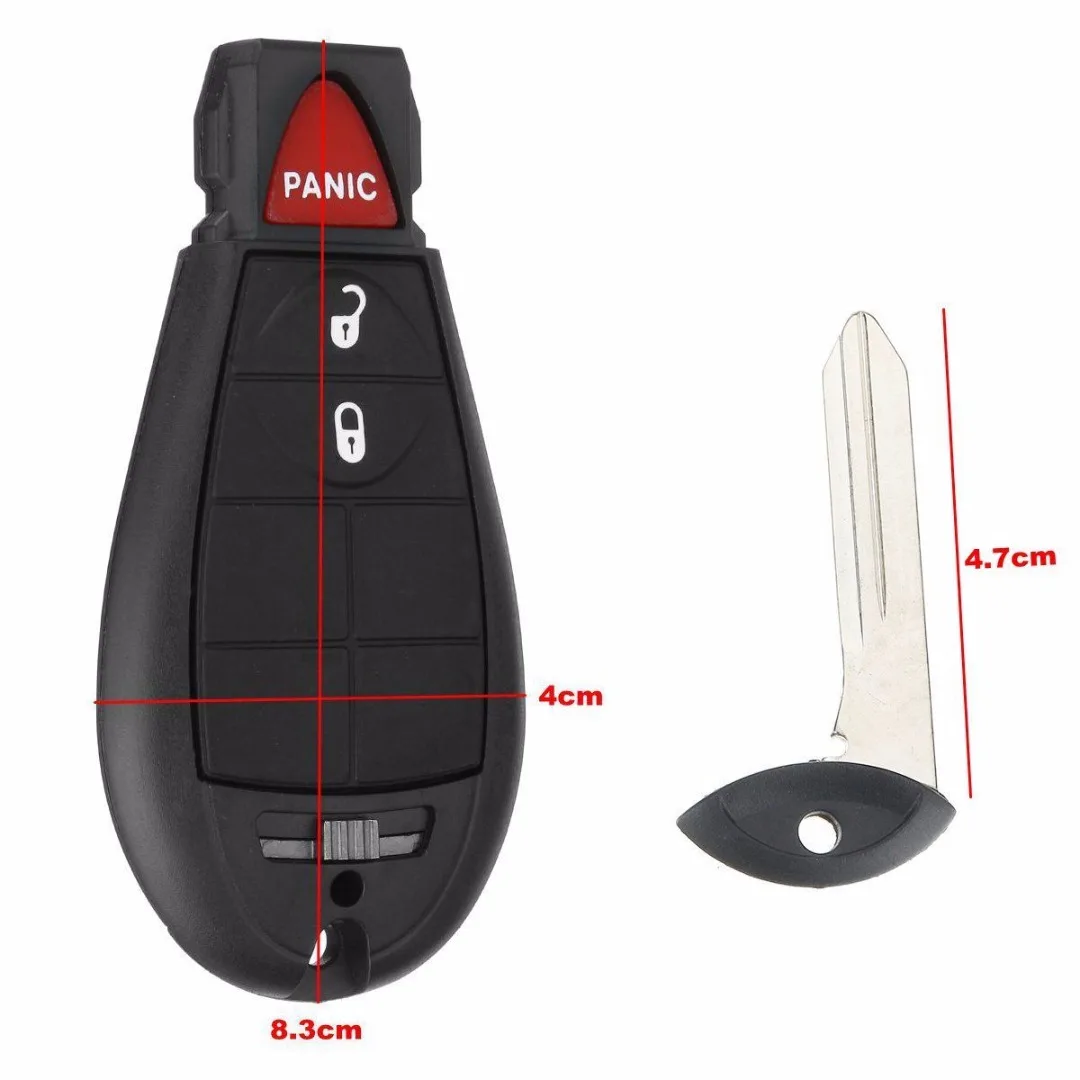 Black 3Button Remote Key Fob Case+Blade For Dodge Grand Caravan Journey 08-14