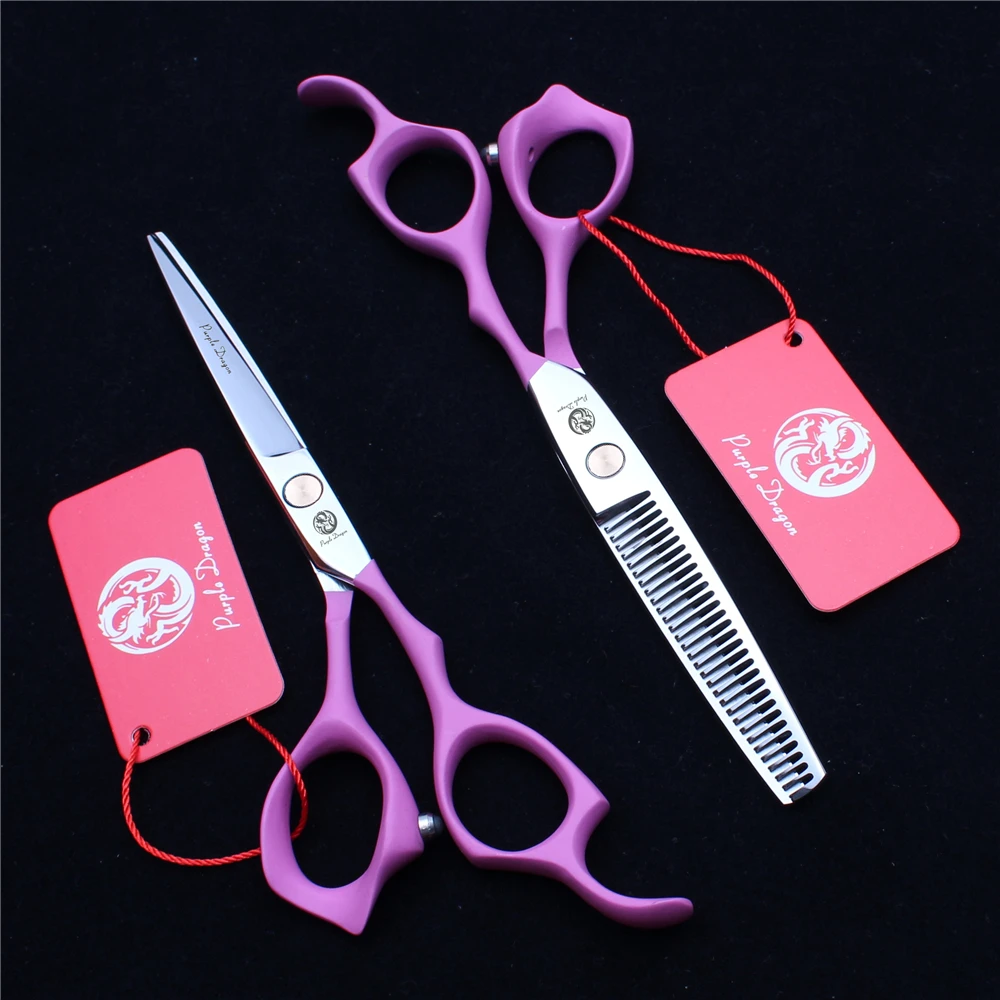 6&quot 17.5cm Pink Elastic Handle Purple Dragon Thinning Scissors Cutting Shears Professional Hair Salon Styling Tool Z1124 | Красота и