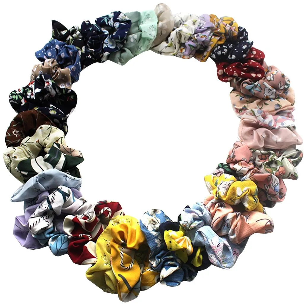 Hair Chiffon Elastics Hair Ties 36 Pack Bright Colorful Bobbles Bands Women Velvet Scrunchie Women Elastic Hair Rubber Bands