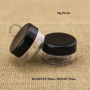 

Wholesale 100pcs/Lot Plastic10g Cream Jar with Black Cap Vial 10ml Empty Women Cosmetic Container Small Refillable 1/3OZ Pot