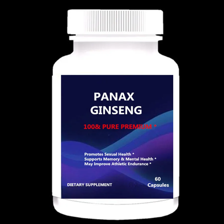 Чистый красный корейский женьшень Panax(500 мг Максимальная прочность) 60 капсул экстракт корня комплекс, высокая эффективность гинзенозидов для женщин и мужчин