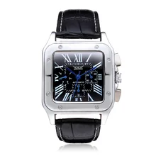 Jargar Men’s Watch Casual Autoamtic Steampunk Transparent Genuine Leather Band Mechanical Wristwatch Color Black