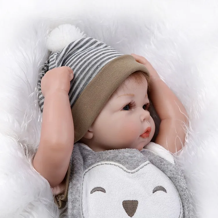 

doll alive Free shipping very soft 22inch reborn baby doll lifelike soft silicone vinyl real gentle touch grey doll