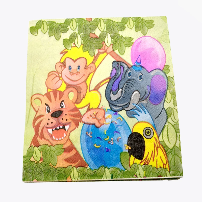 

20PCS Birthday Party Decoration Jungle Animal Design Towels Kids Favors Paper Napkins Happy Baby Shower Tissues Events Supplies