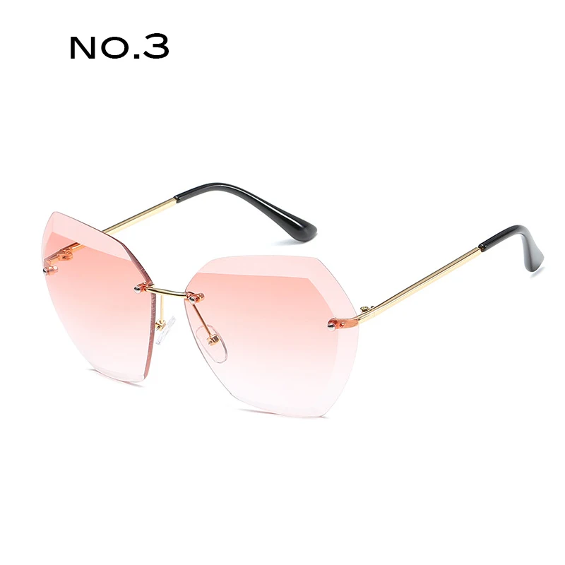 TAOTAOQI женские солнцезащитные очки без оправы с квадратными линзами, брендовые дизайнерские модные солнцезащитные очки, Женские винтажные очки UV400 - Цвет линз: NO.3