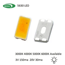 Действительно Сеульский 0,5 Вт 5630 Светодиодный 100 шт. чип 3000 К 4000 к 5000 К 6000 К 3,0-3,4 в 150мА 50-60лм самый большой светодиодный чип Быстрая