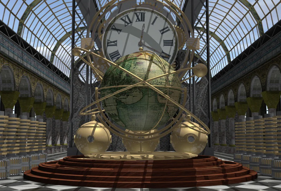 

Laeacco Steam Punk Clock Globe Scene Portrait Photography Backgrounds Customized Photographic Backdrops For Photo Studio