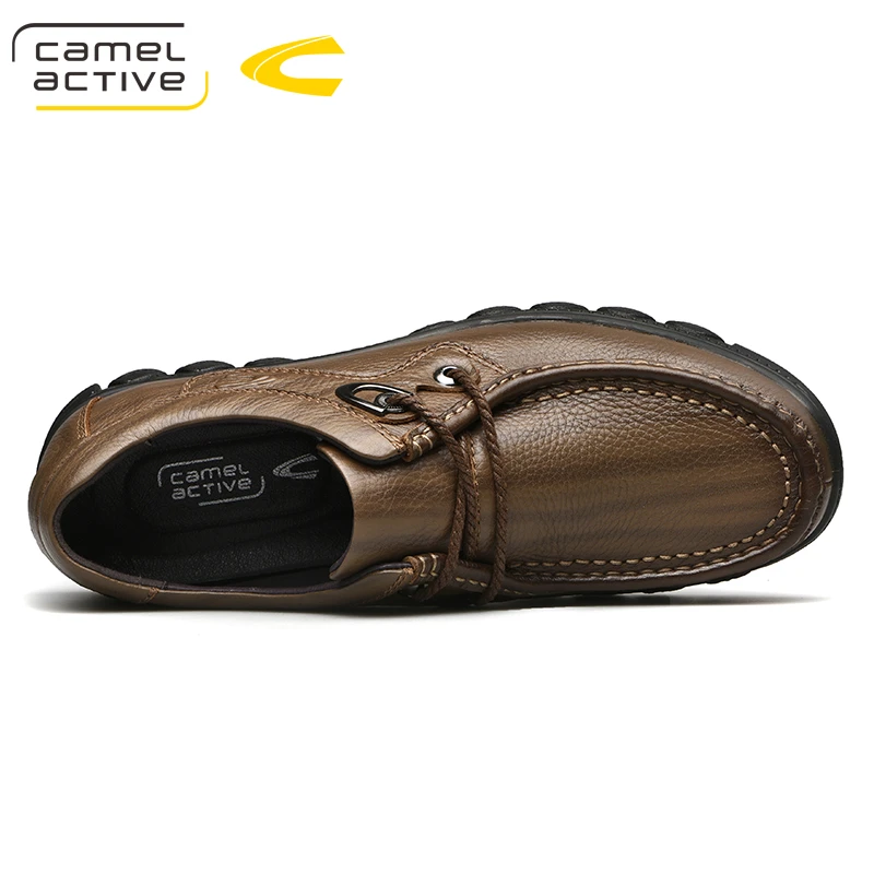 Novos Flats Casuais Marrom Couro Camel Sola Homens Dos outono Sapatos Active De Primavera Genuínas Amortecimento Confortável Loafers cáqui paacC8q