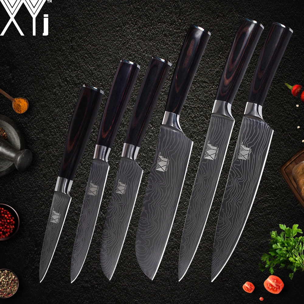 

XYj Stainless Steel Kitchen Knife Set Chef Slicing Santoku Utility Paring 7cr17 Stainless Steel Knives Cooking Accessories Tools