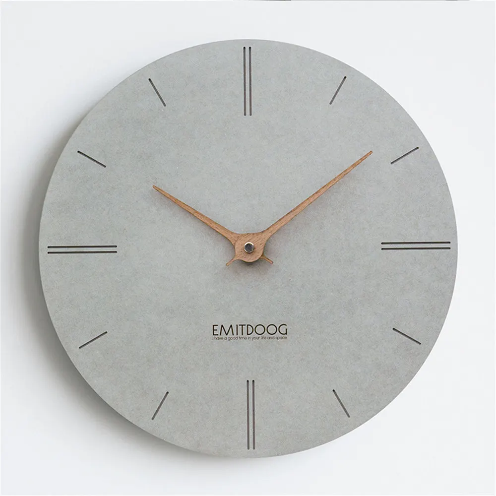 Modern MDF Board Wall Clock Nordic Chic Round Minimalist Fashion Gray