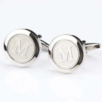 

Mens Classic silver Initial Cufflinks Alphabet Letter Cufflinks Formal Business Wedding Shirts A-Z