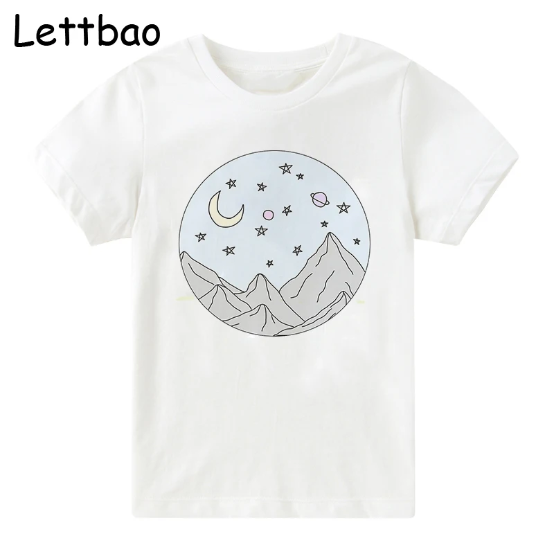 

Beautiful Starry Sky Prints Children's T-shirt New Arrival Summer 2019 Cotton Girls Tops Clothes Good Dream Kids Tshirt Unicorn