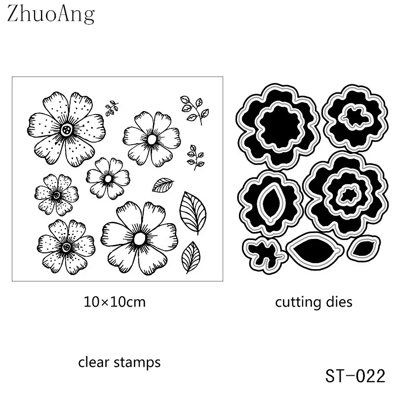 ZhuoAng маленькие цветы металлические режущие штампы и четкий штамп набор для DIY Скрапбукинг фото альбом декорации тиснение Stencial