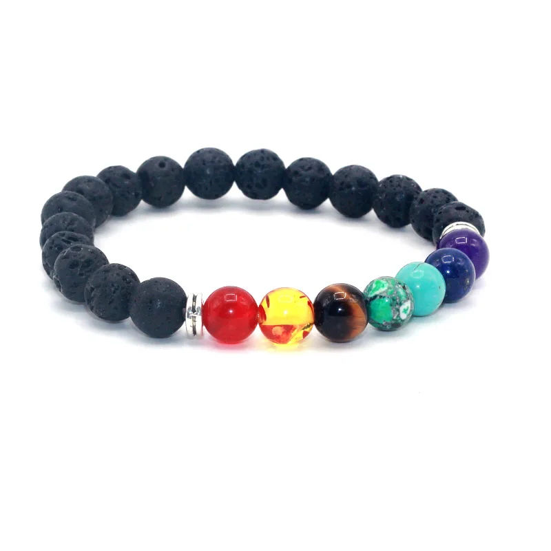 

Muti-color Design 7 Chakra Bracelet Men Black Lava Healing Balance Beads Reiki Prayer Natural Stone Yoga Bracelet For Women
