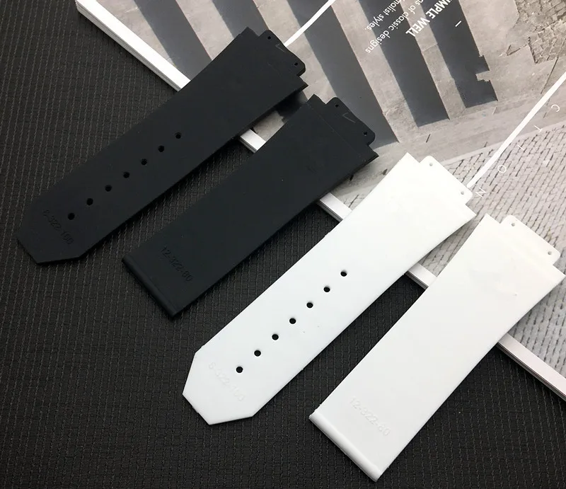 Черный белый 29*19 мм натуральное Силиконовое резиновое ремешок для часов для ремня Hublot для серии king power логотип на Бесплатные инструменты