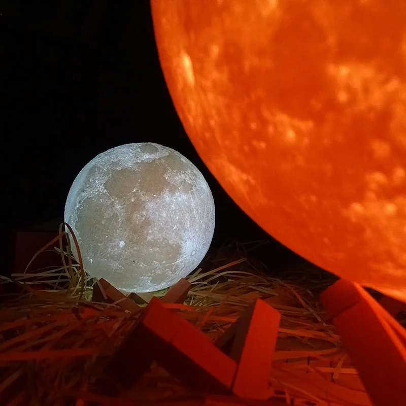 cheap Newly Rechargeable 3D Print Moon Lamp 2 Color Change Switch Bedroom Bookcase Night Light XSD88