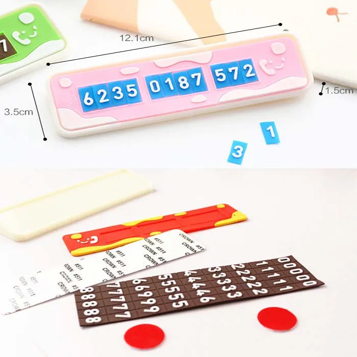

Car Parking Number Plate Phone Number Temporary Mobile Card Parking Creative Plates in Car-styling DIY colorful sweet cute Wh