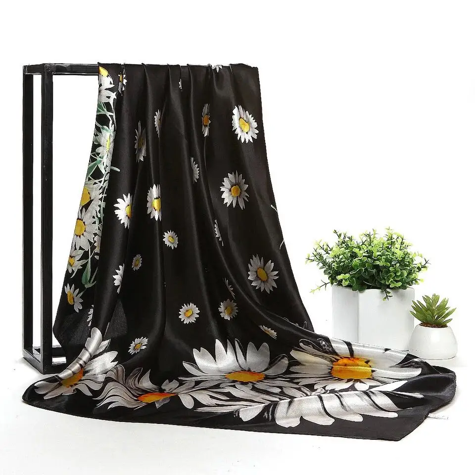 

European and American painting digital printing fabric satin silk garment fabric width 90cm*90cm HGF01
