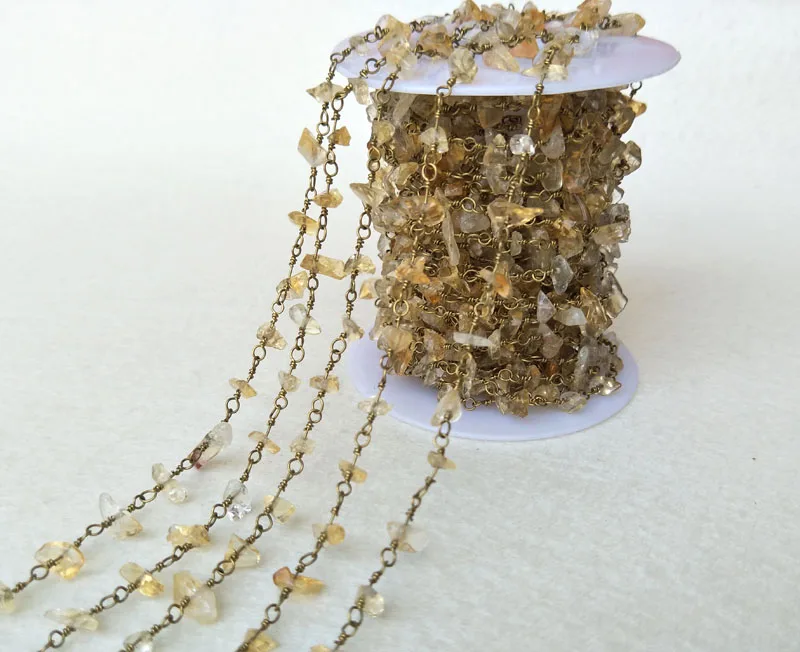 Handcrafted Gold Color Wire Wrapped Chains jewelry Finding,Natural Agat