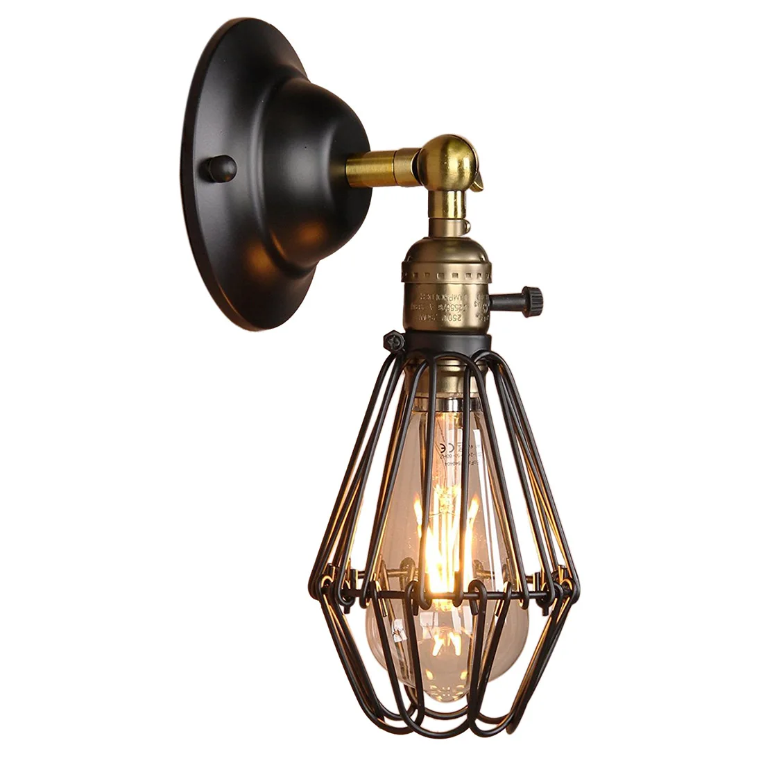 2*Modern Vintage Industrial Loft Metal Scone Wall Lamp(Black, 2 wall