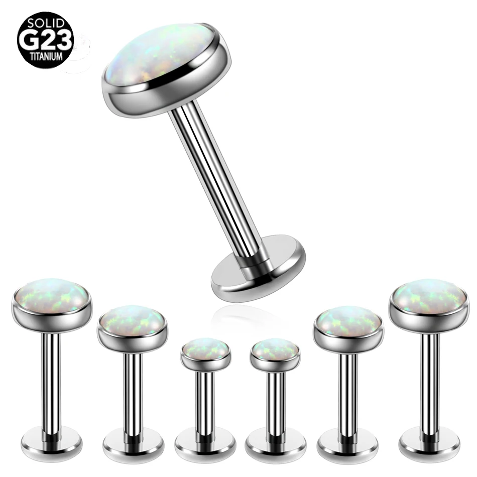 1pc 16G G23 Titanium internally threaded Opal17 Labret Ring Lip Rings