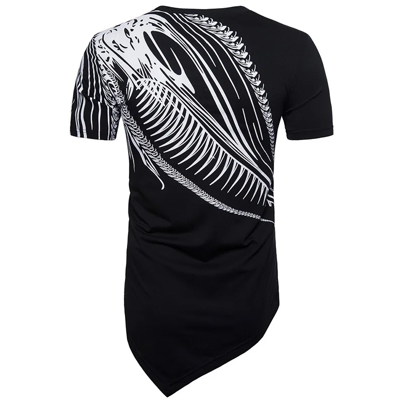 Camiseta larga con estampado de dragón para hombre 2018 marca de verano de manga corta para hombre Camiseta Casual ajustada Hipster camiseta Homme Camisetas