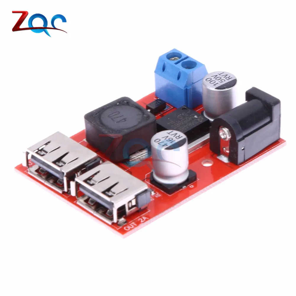

LM2596S Dual USB port 9V/12V/24V/36V to 5V DC-DC Step Down Buck Car Charger Solar 3A Power supply module 9-36V to 5V