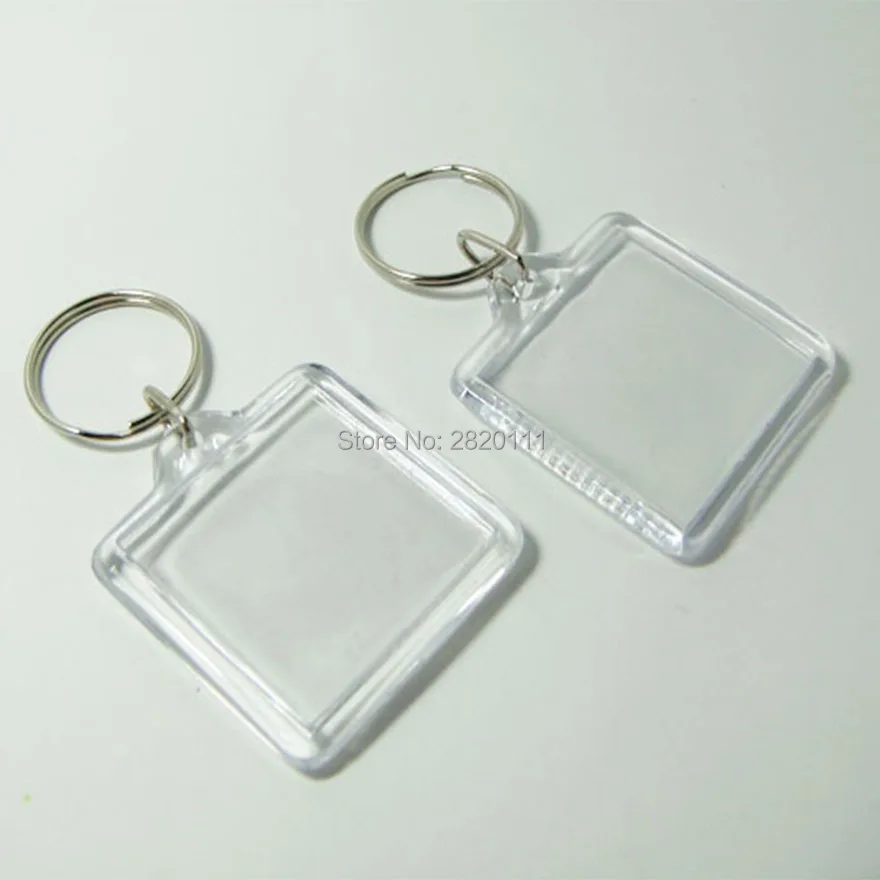 Wholesale 100PCS Blank Acrylic Square Photo Key Chains Photo Frame